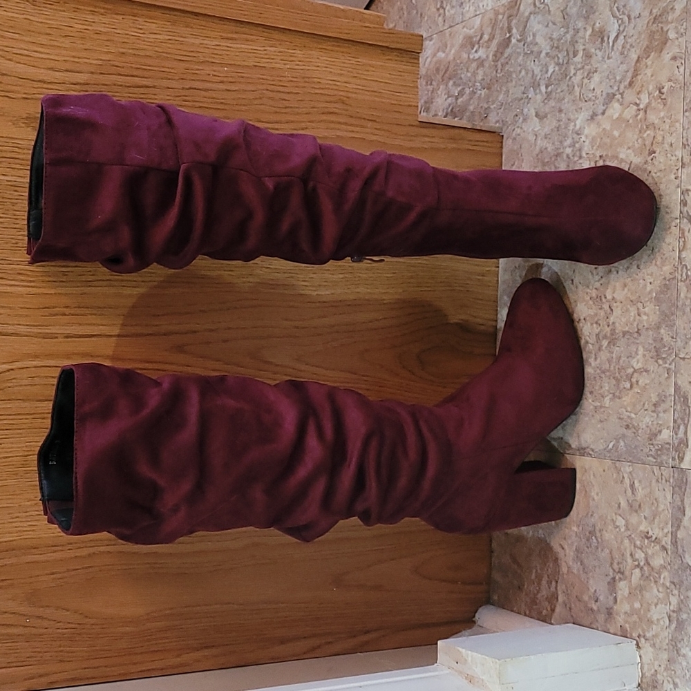 Tall boots, wine color, 8.5, worn once